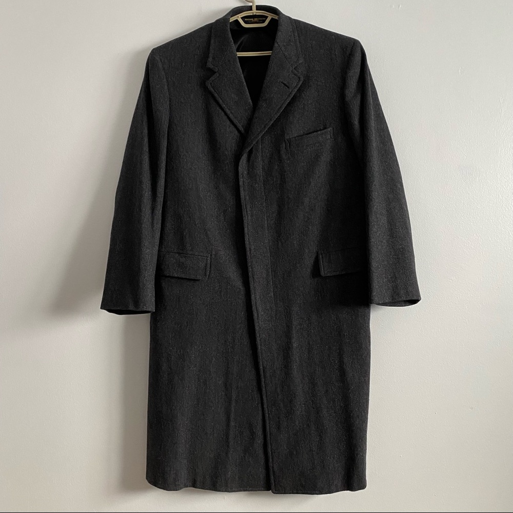 Brooks Brothers 45L Wool Herringbone Overcoat Top Coat Winter Trench Coat L Tall